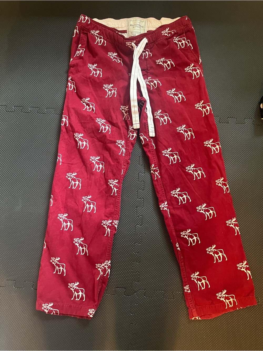Vintage Abercrombie & Fitch Y2K Moose Print Flannel Pajama Pants Red Size Medium